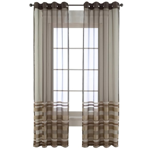 🛍Cream Sheer Grommet Top Curtain Panel - Set of 3 - Picture 1 of 5